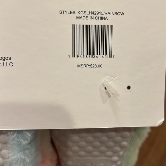 💕HP💕Kensie Girl rainbow fuzzy open toe elastic back toddler girl slippers - Picture 8 of 8